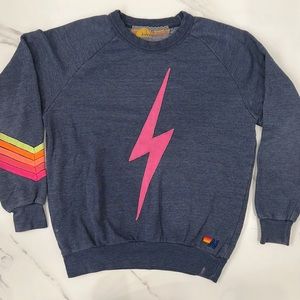 Aviator Nation Bolt Sweatshirt with 5 Stripe Neon Arm Band